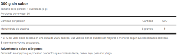 Nutrex Creatine Monohydrate - 300g Sin Sabor