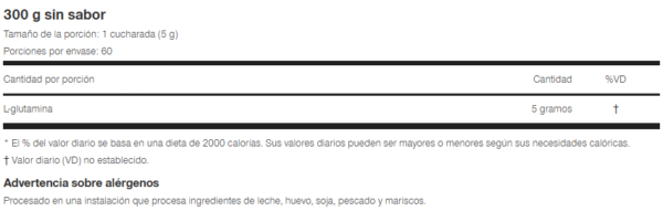 MuscleTech Platinum 100% Glutamina - 300g Sin Sabor