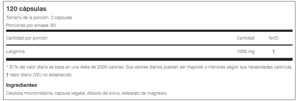 Nutrex L-Arginine 1000 - 120 Capsulas